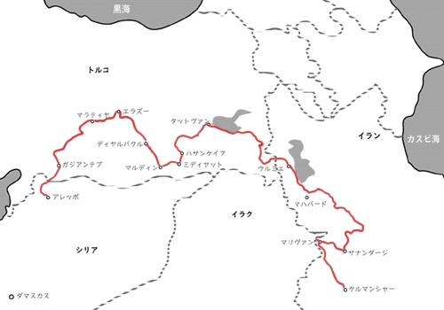 2004.09クルディスタン旅行地図